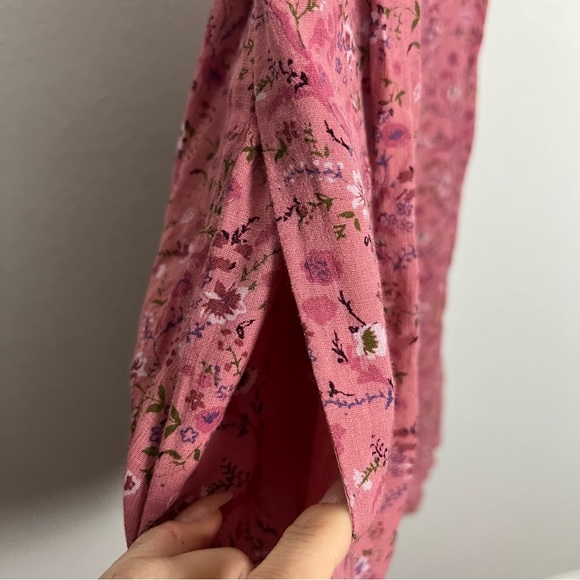 NEW Madewell Ruffle Neck Button Up Mini Dress Vintage Quartz Pink Floral Size 4 - Picture 6 of 12